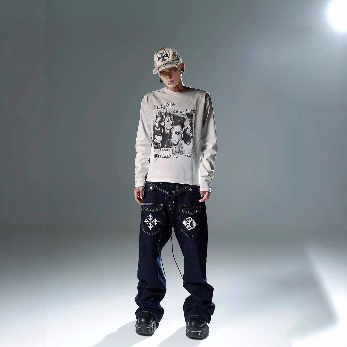 Men'S Fashion T Shirts - Maglietta a maniche lunghe con scollo